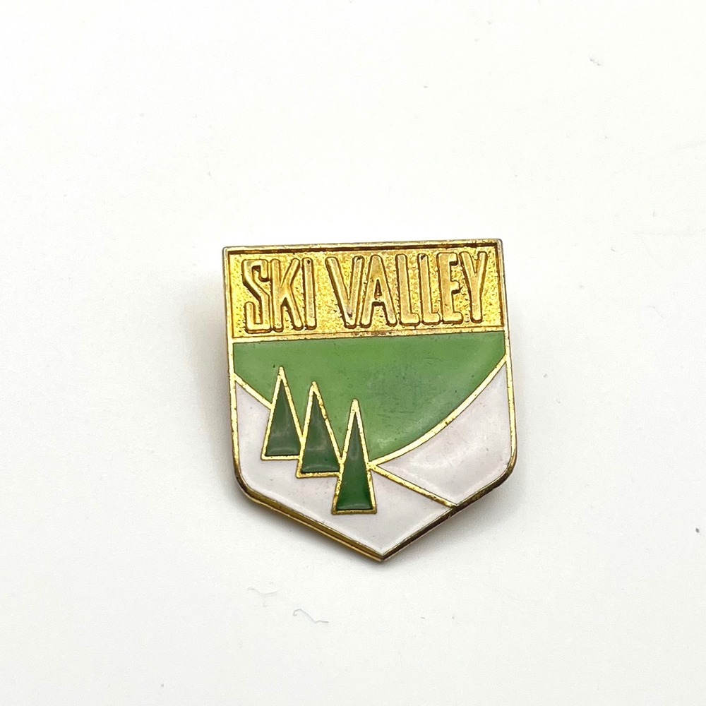 Vintage Ski Valley Lost Areas Naples New York‎ Enamel Pin Gold Tone Shield